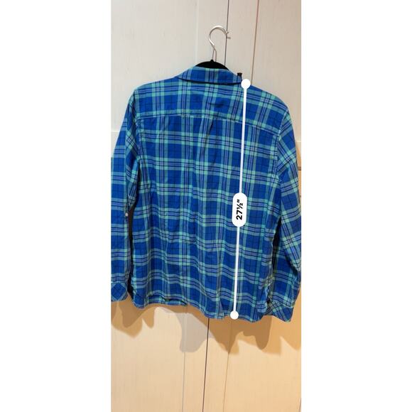 Talbots Womens Shirt Size XL Blue Plaid 100% Cotton Cabincore Comfortable Basic - Picture 6 of 7